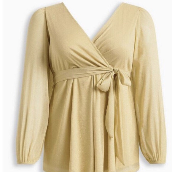 Torrid KNIT GLITTER LUREX SURPLICE PEPLUM TOP - Picture 4 of 5